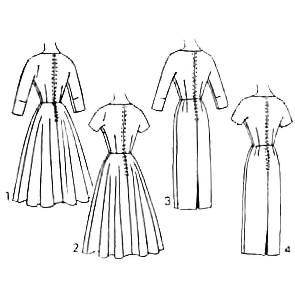 1950's Sewing Pattern: Wiggle Sheath or Flared Dress. Rockabilly - Multi-sizes