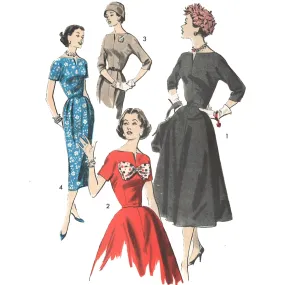 1950's Sewing Pattern: Wiggle Sheath or Flared Dress. Rockabilly - Multi-sizes