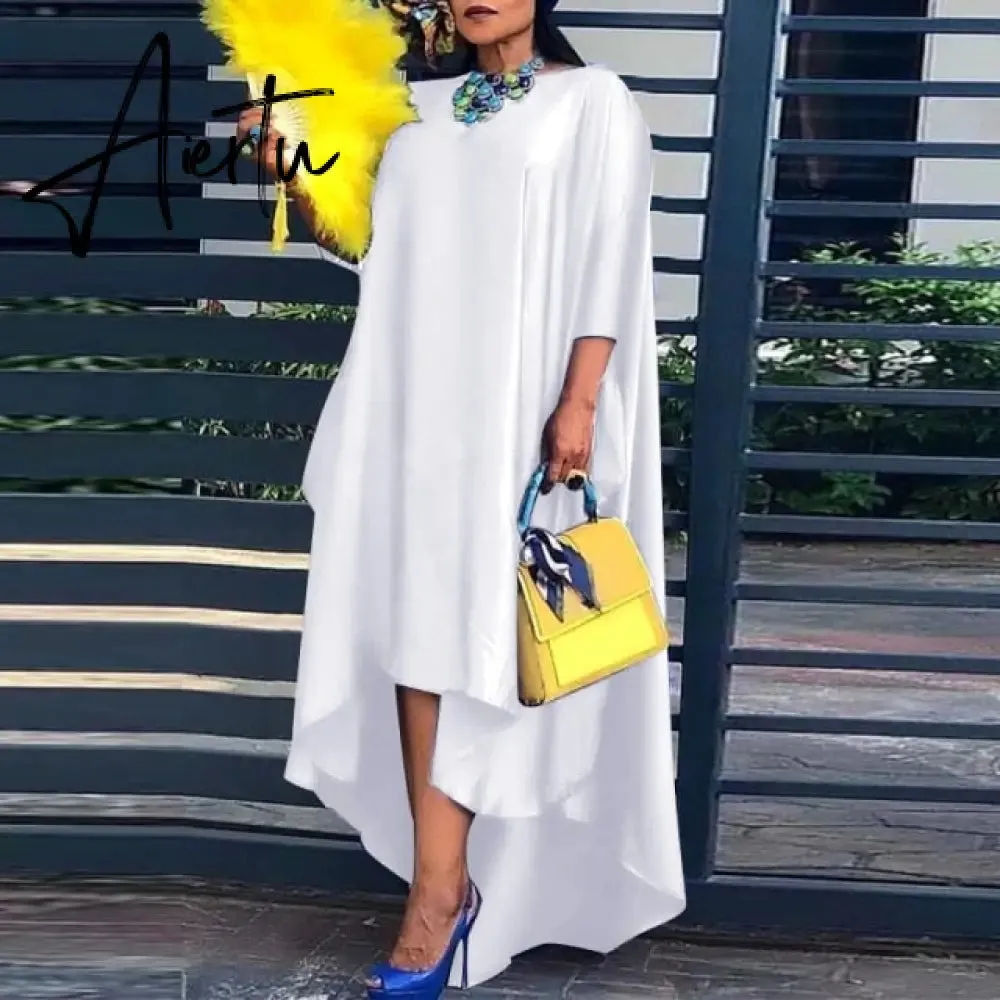 Aiertu Loose Dress Elegant Women Bohemian Sundress Lapel Neck Dress  Vestidos Elegant Sundress Robe Femme