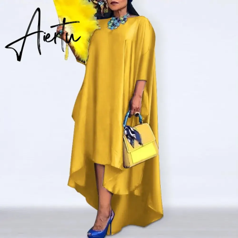 Aiertu Loose Dress Elegant Women Bohemian Sundress Lapel Neck Dress  Vestidos Elegant Sundress Robe Femme