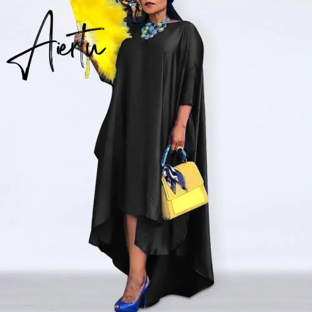 Aiertu Loose Dress Elegant Women Bohemian Sundress Lapel Neck Dress  Vestidos Elegant Sundress Robe Femme