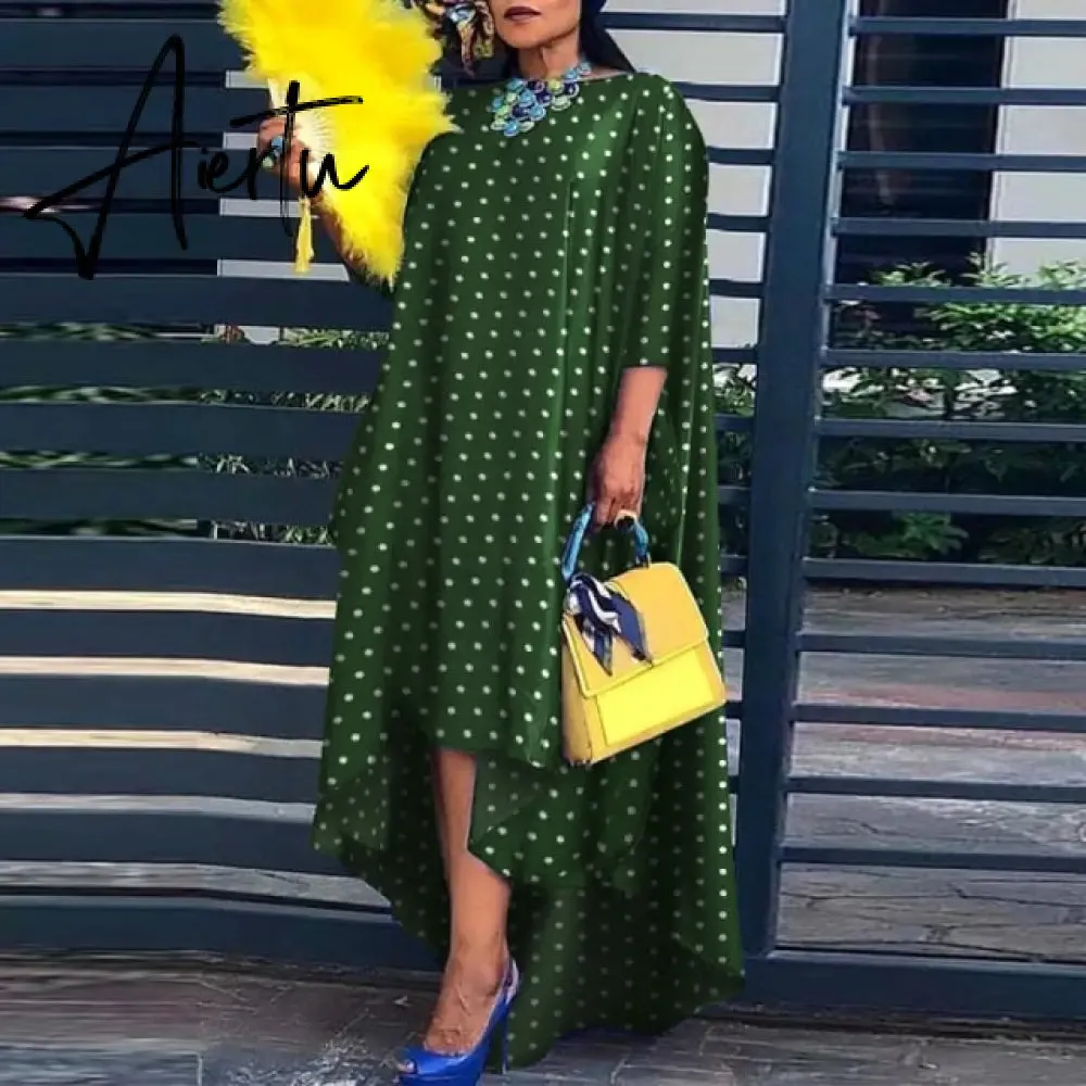 Aiertu Loose Dress Elegant Women Bohemian Sundress Lapel Neck Dress  Vestidos Elegant Sundress Robe Femme