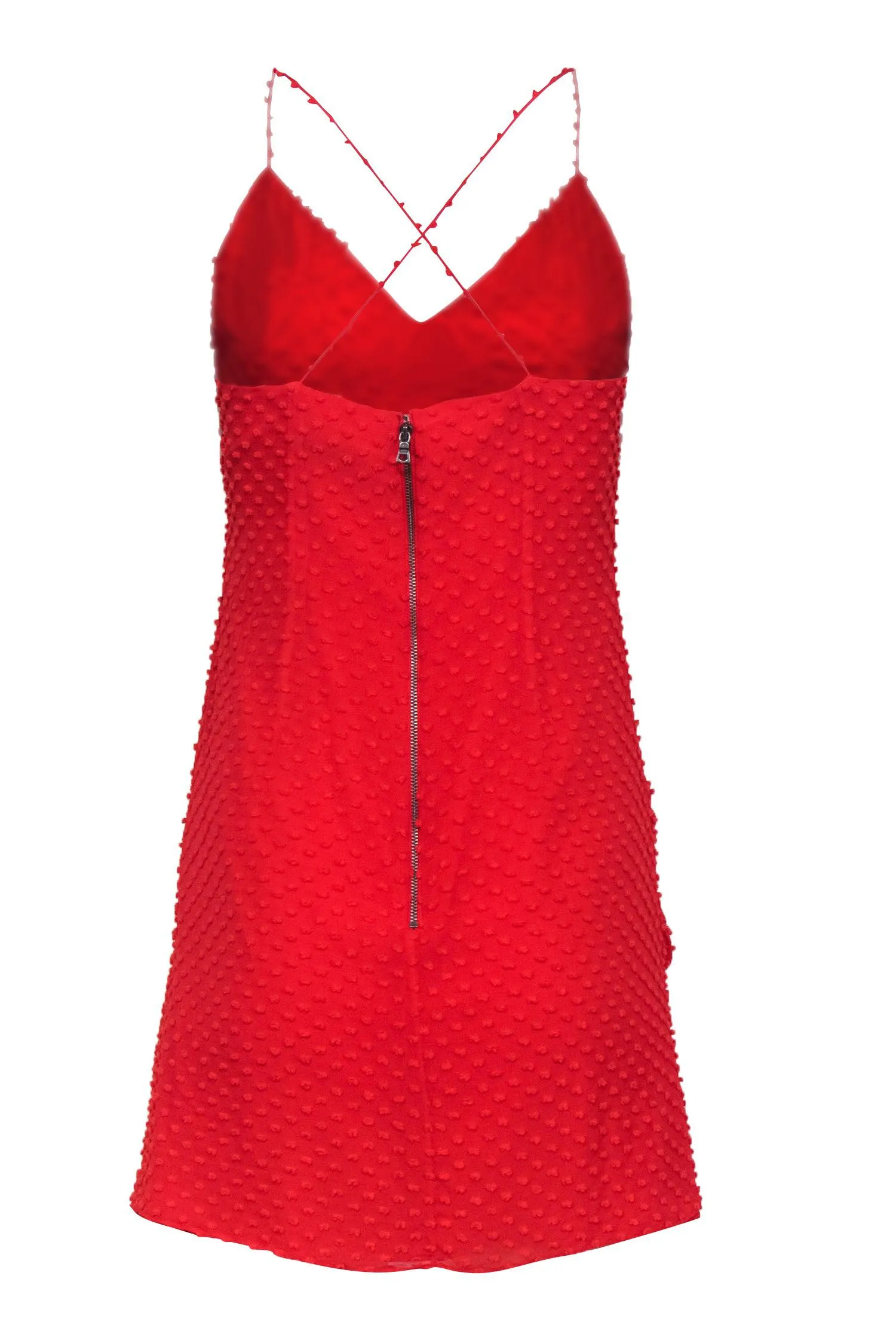Alice & Olivia - Red-Orange Pom-Pom Textured Sleeveless Mini Dress Sz 6