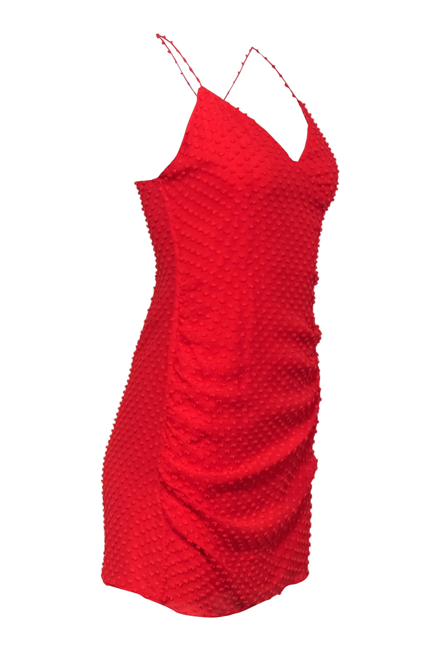 Alice & Olivia - Red-Orange Pom-Pom Textured Sleeveless Mini Dress Sz 6