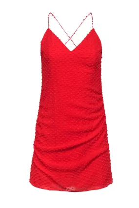 Alice & Olivia - Red-Orange Pom-Pom Textured Sleeveless Mini Dress Sz 6