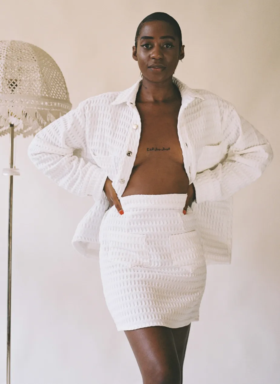 Aniela Parys Miriam Waffle Skirt in Natural - XL