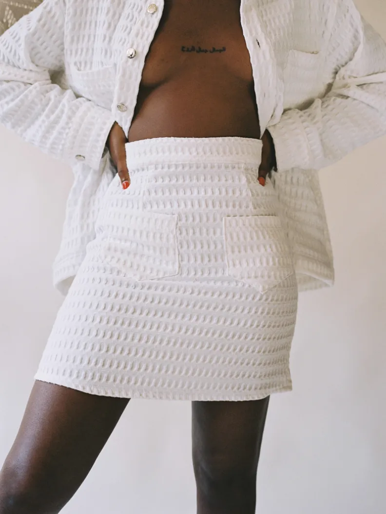 Aniela Parys Miriam Waffle Skirt in Natural - XL