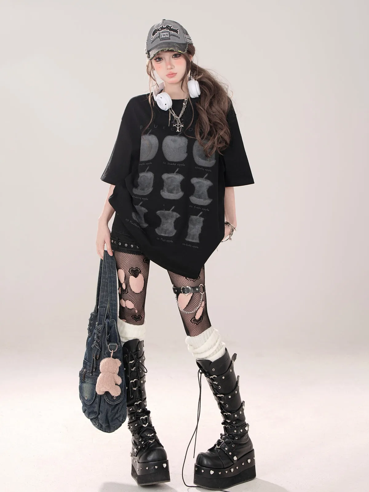 Apple Print Loose T-Shirt American