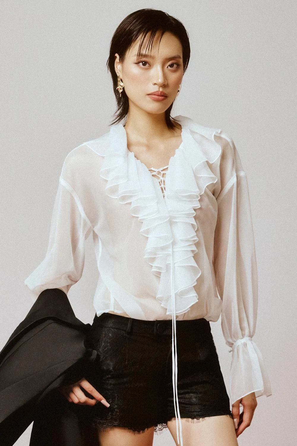 Butterfly Straight Poet Sleeved Cotton Blouse