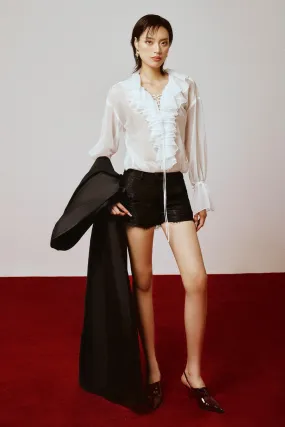 Butterfly Straight Poet Sleeved Cotton Blouse