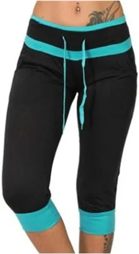 Capri Pants for Women Stretch Drawstring Low Rise Jogger Pants Comfy Soft Lounge Cropped Yoga Pants with Pockets