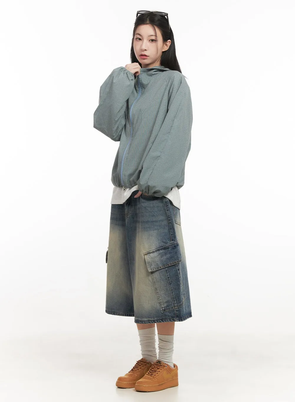 Checkered Hooded Windbreaker Jacket CF519
