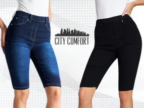 CityComfort Shorts - Jegging Denim Shorts for Women Knee Length