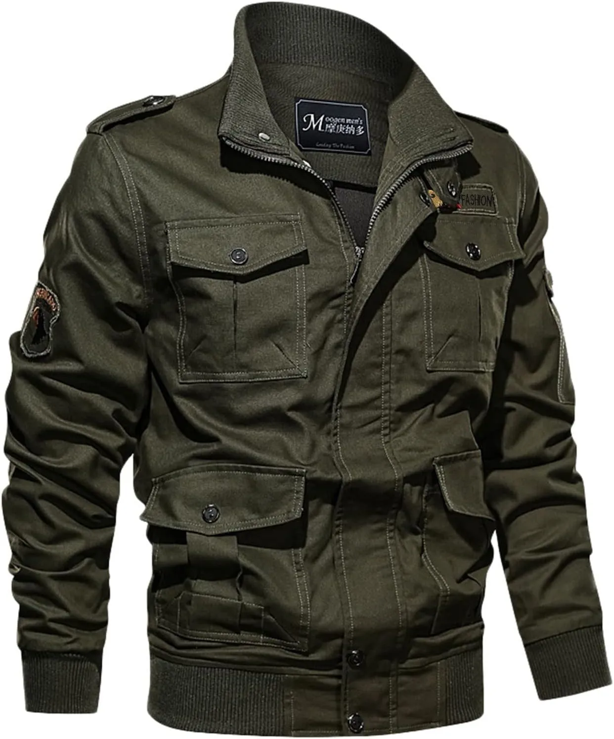 Clothes for Men Size Coat Muli Pockets Zipper Lapel Solid Jacket Leisure Breathable Stand Collar Top Mens Flannel