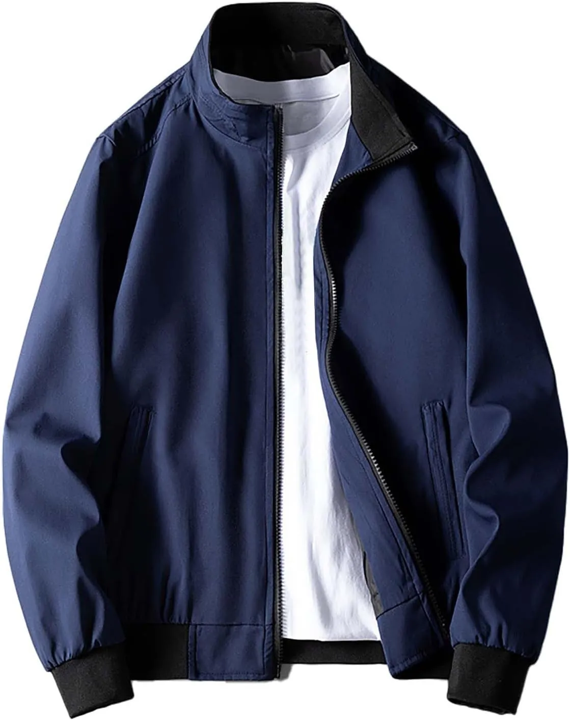 Clothes for Men Size Coat Muli Pockets Zipper Lapel Solid Jacket Leisure Breathable Stand Collar Top Mens Flannel