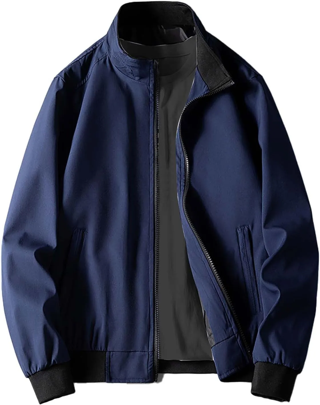 Clothes for Men Size Coat Muli Pockets Zipper Lapel Solid Jacket Leisure Breathable Stand Collar Top Mens Flannel