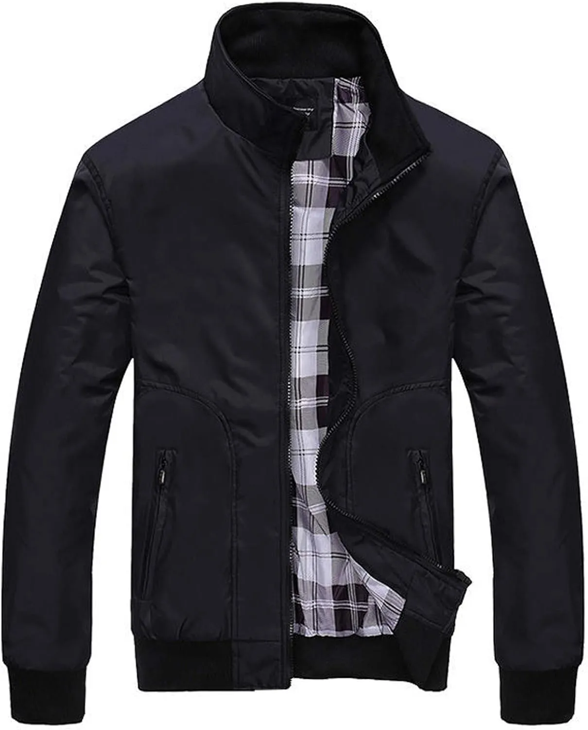 Clothes for Men Size Coat Muli Pockets Zipper Lapel Solid Jacket Leisure Breathable Stand Collar Top Mens Flannel