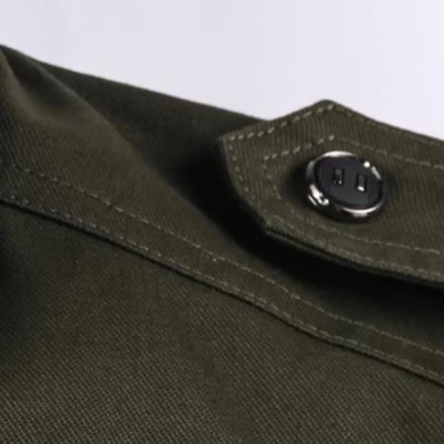 Clothes for Men Size Coat Muli Pockets Zipper Lapel Solid Jacket Leisure Breathable Stand Collar Top Mens Flannel