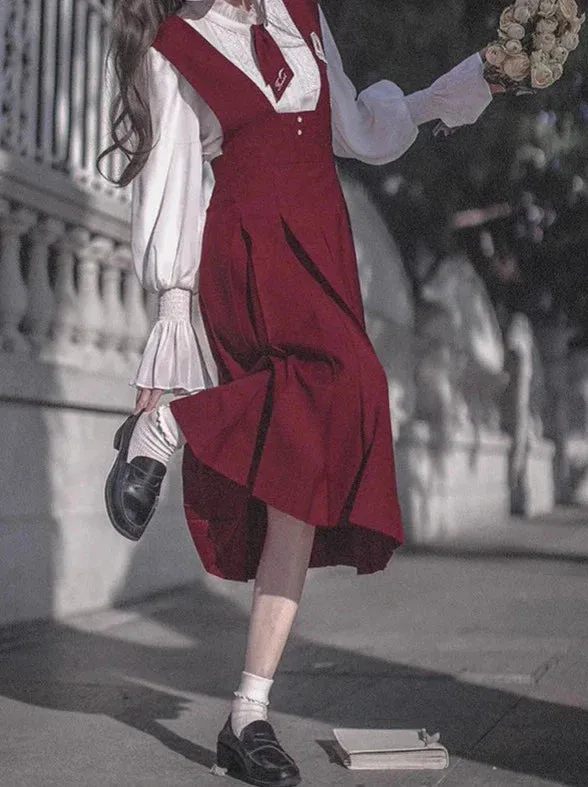 College Lace Red Retro Red Badge Chiffon Elegant Shirt Tie Emblem Sundress