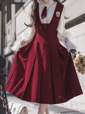 College Lace Red Retro Red Badge Chiffon Elegant Shirt Tie Emblem Sundress