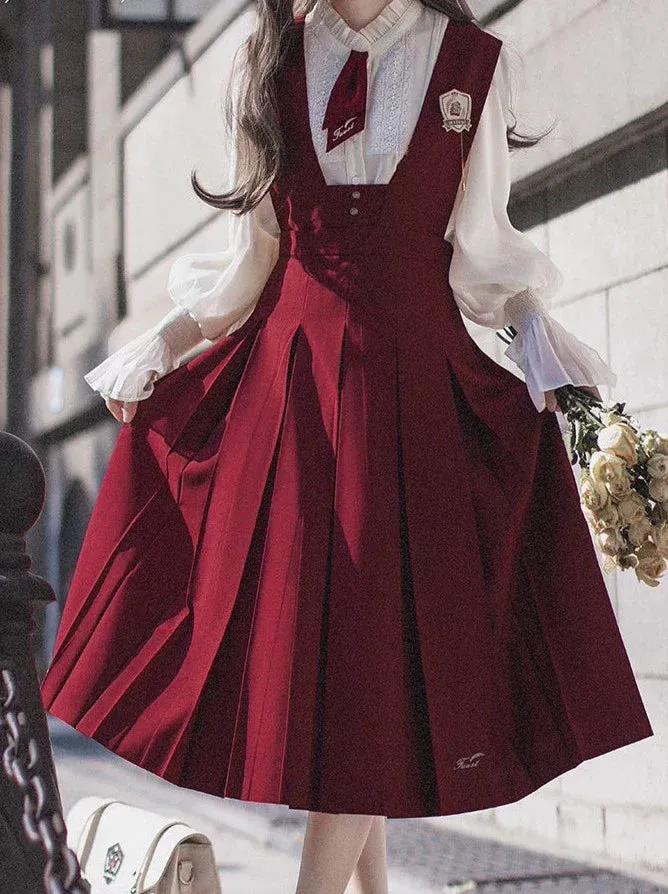 College Lace Red Retro Red Badge Chiffon Elegant Shirt Tie Emblem Sundress