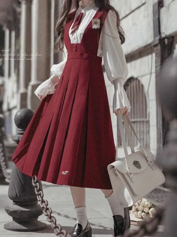 College Lace Red Retro Red Badge Chiffon Elegant Shirt Tie Emblem Sundress