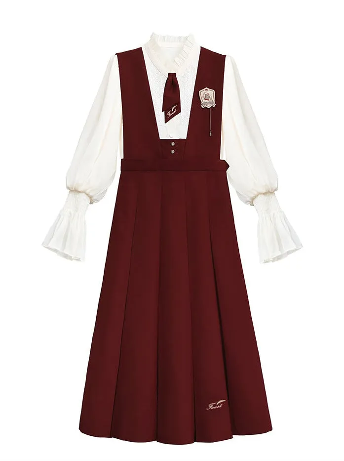 College Lace Red Retro Red Badge Chiffon Elegant Shirt Tie Emblem Sundress