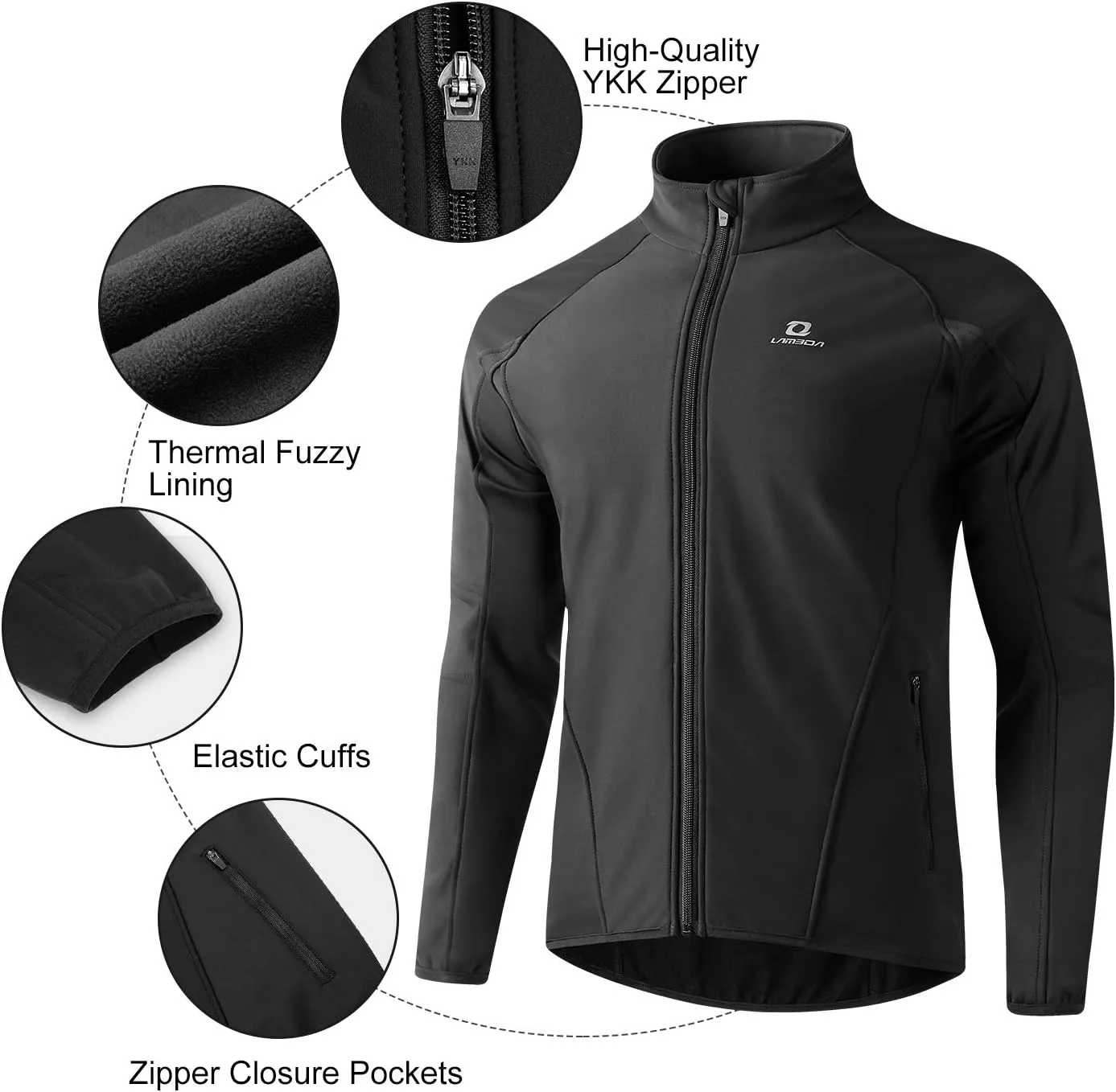 Cycling Bike Jackets for Men Winter Thermal Running Jacket Windproof Breathable Softshell Windbreaker
