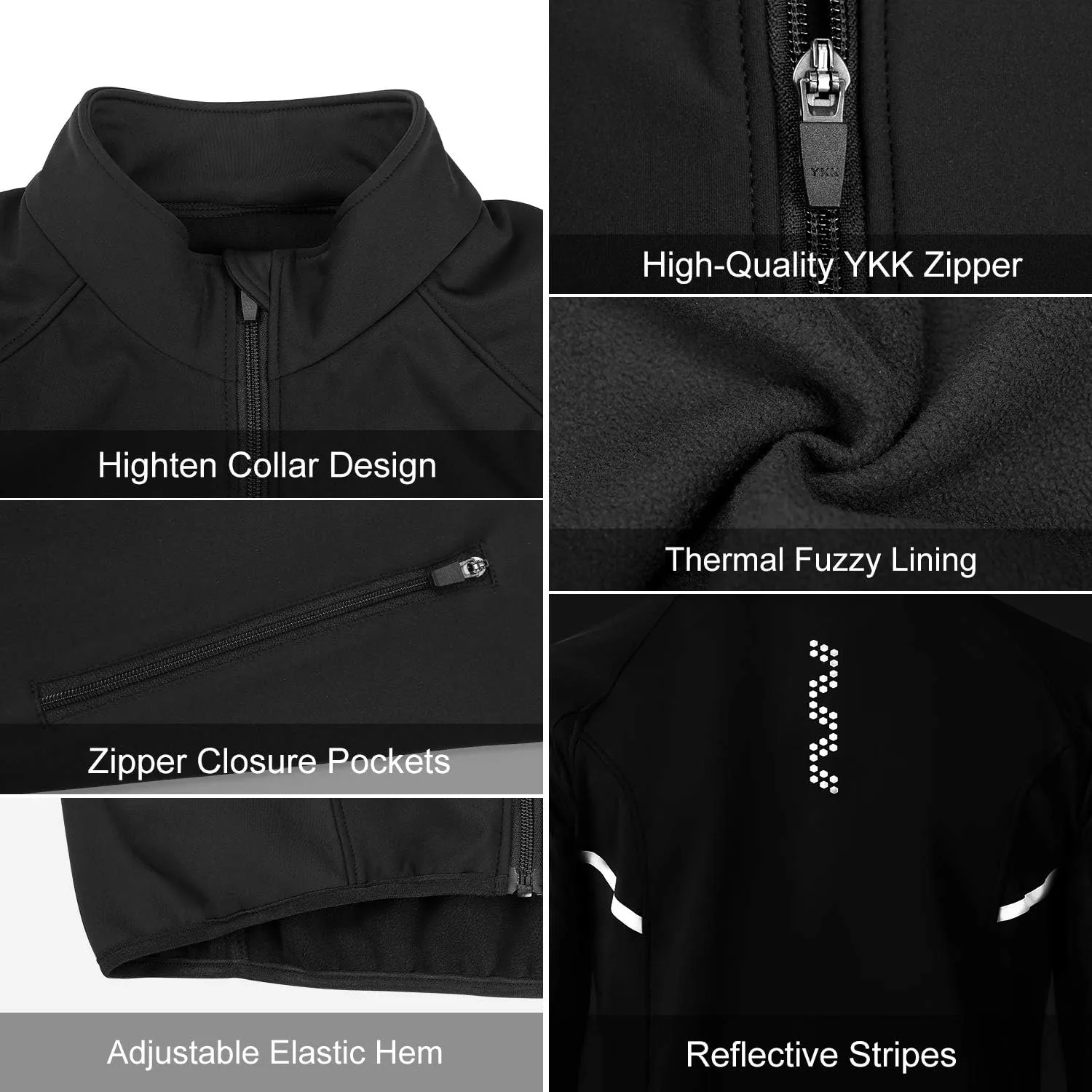Cycling Bike Jackets for Men Winter Thermal Running Jacket Windproof Breathable Softshell Windbreaker