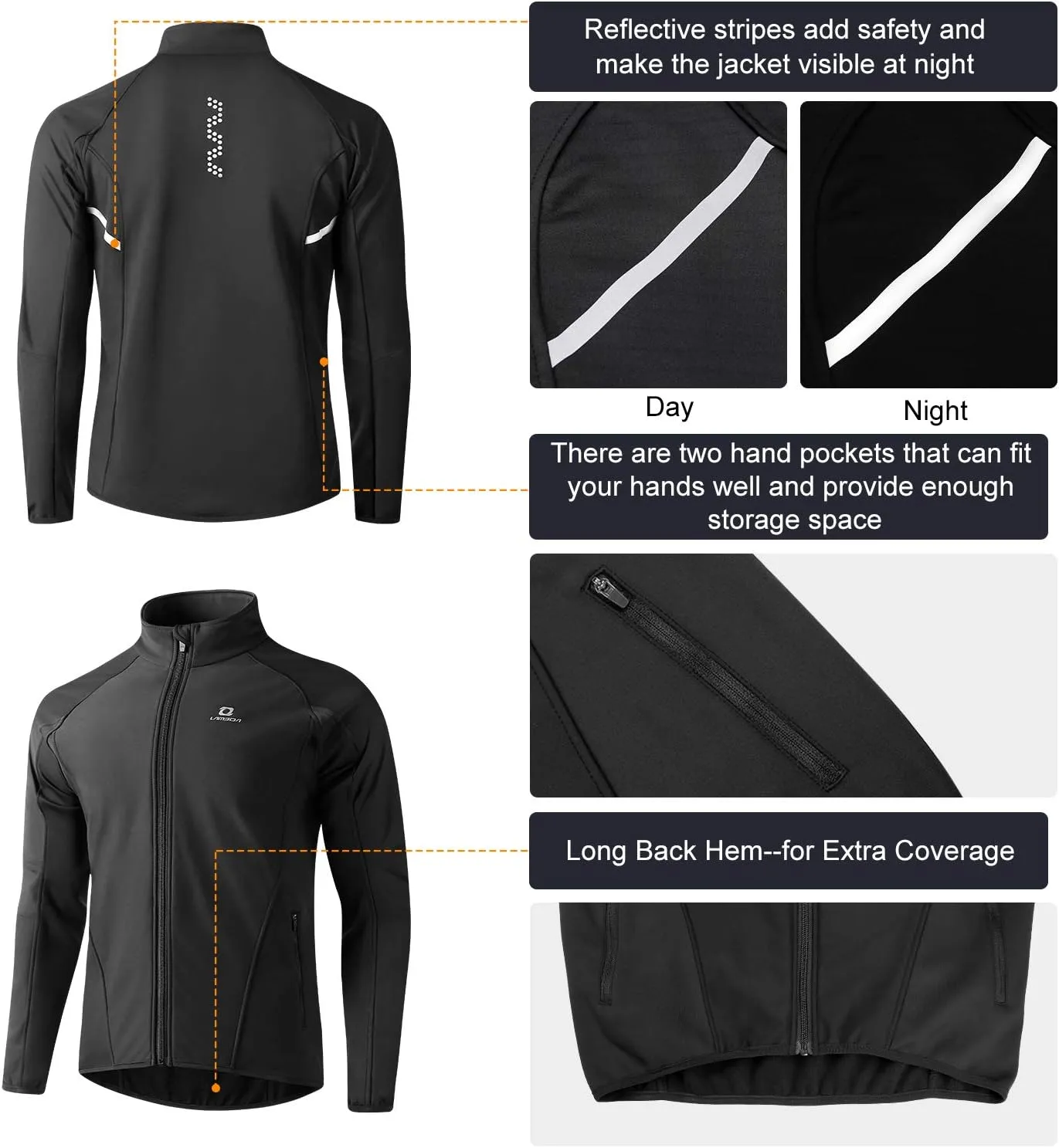 Cycling Bike Jackets for Men Winter Thermal Running Jacket Windproof Breathable Softshell Windbreaker
