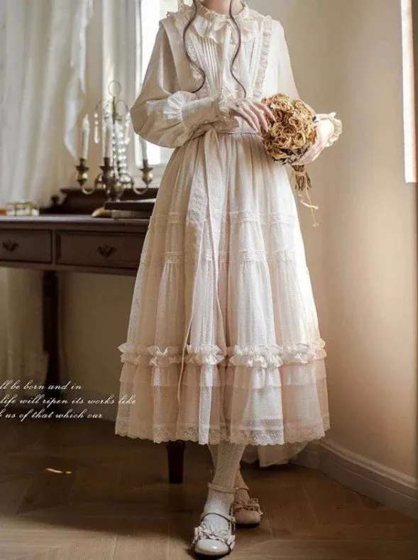 Dotted Waist Top Lolita Frilled Ribbon Light Sundress Shirt Elegant   Lace Ribbon Sweet