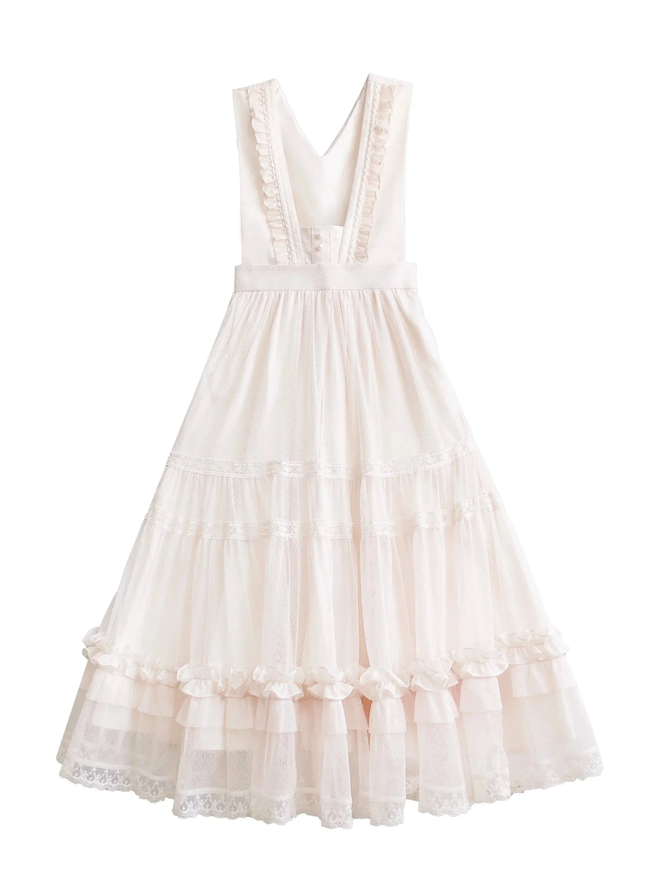 Dotted Waist Top Lolita Frilled Ribbon Light Sundress Shirt Elegant   Lace Ribbon Sweet