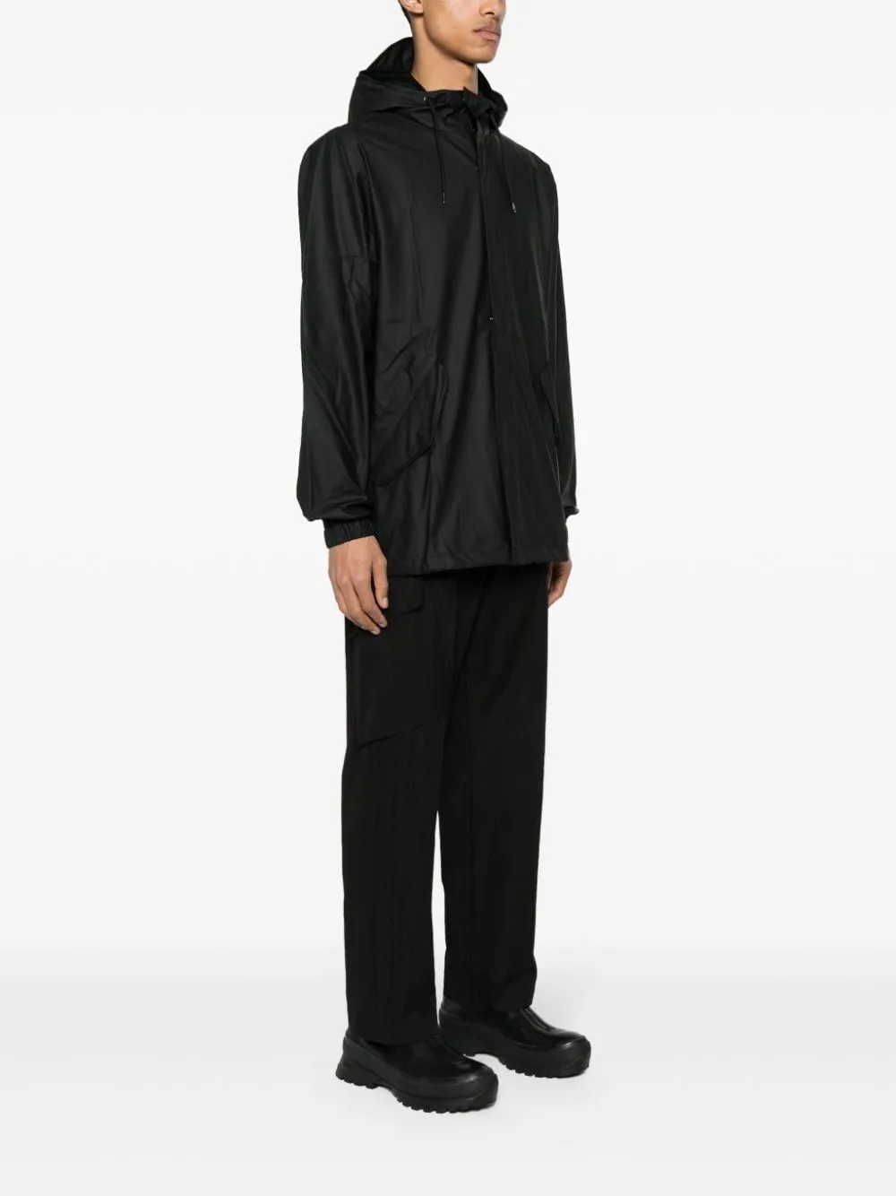 Fishtail drawstring-hood coated parka