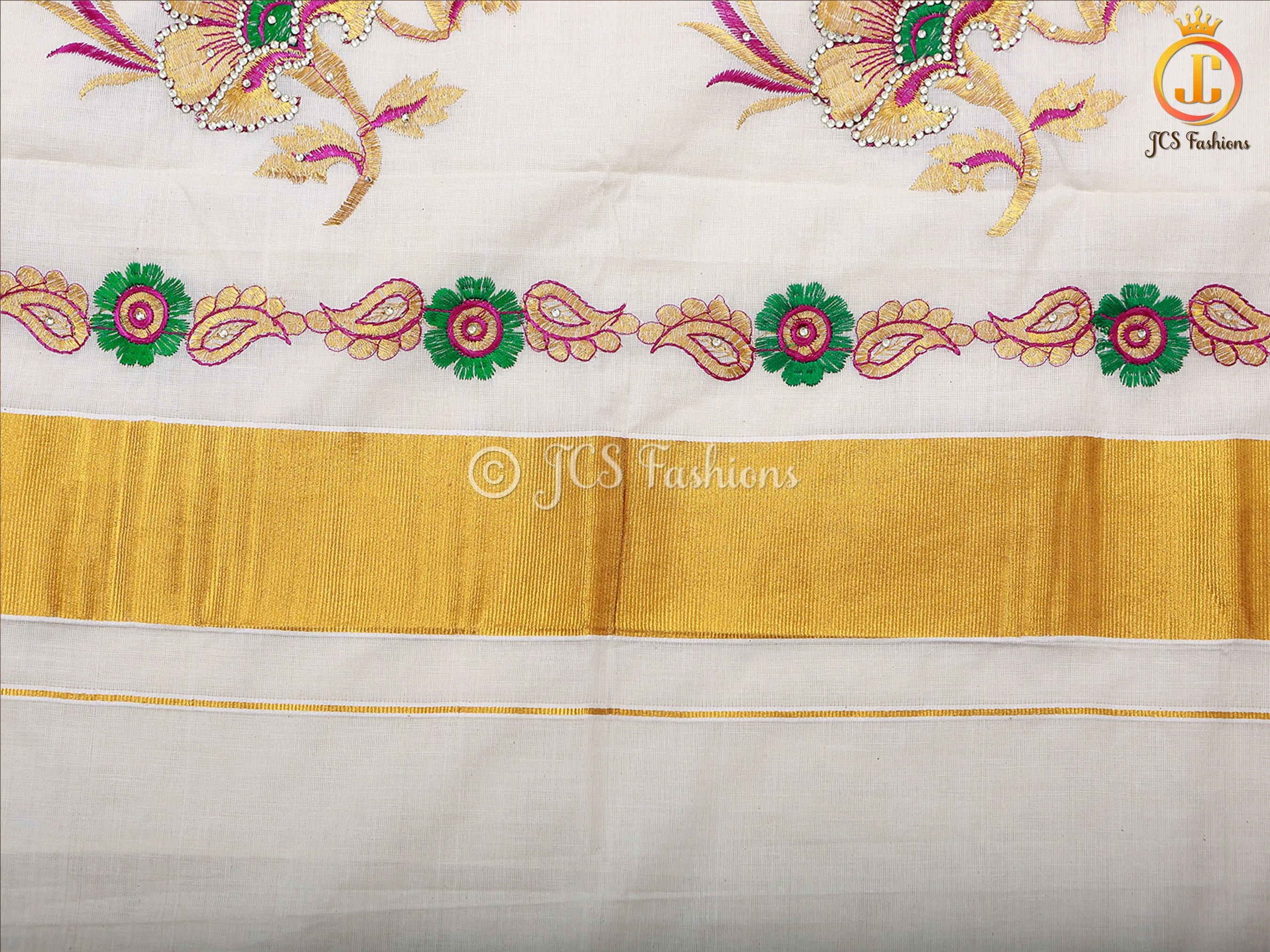 Flaunt your elegance with our Kerala saree in silk cotton fabric