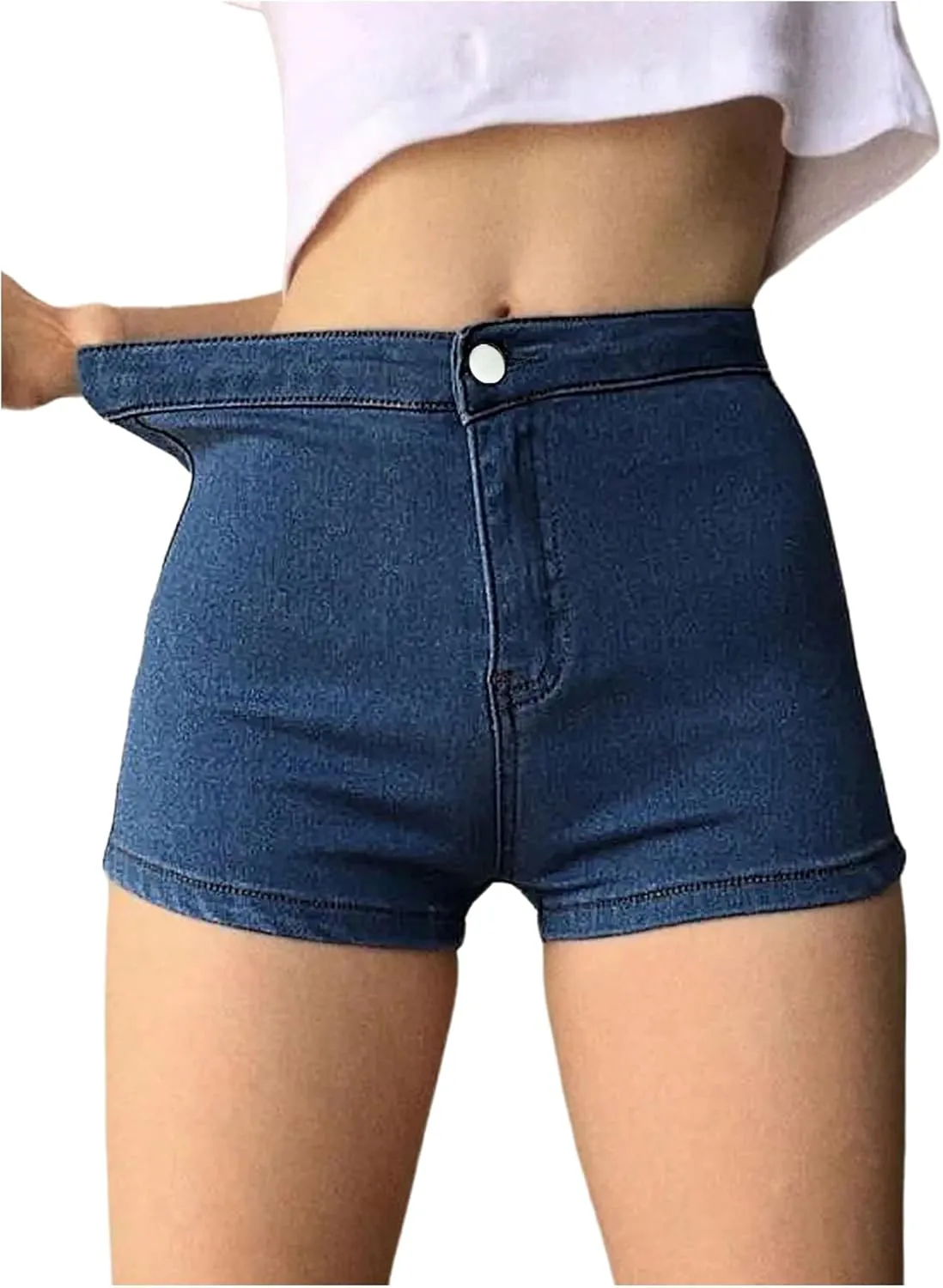 Floerns Women's Stretchy Skinny Denim Shorts Straight Leg Jean Mini Shorts