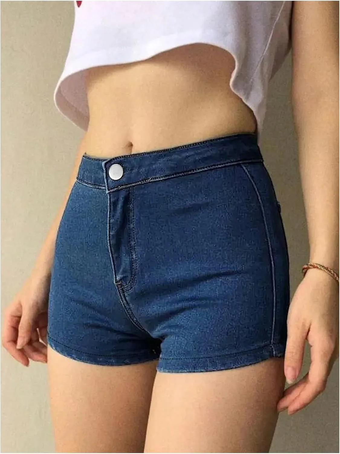 Floerns Women's Stretchy Skinny Denim Shorts Straight Leg Jean Mini Shorts