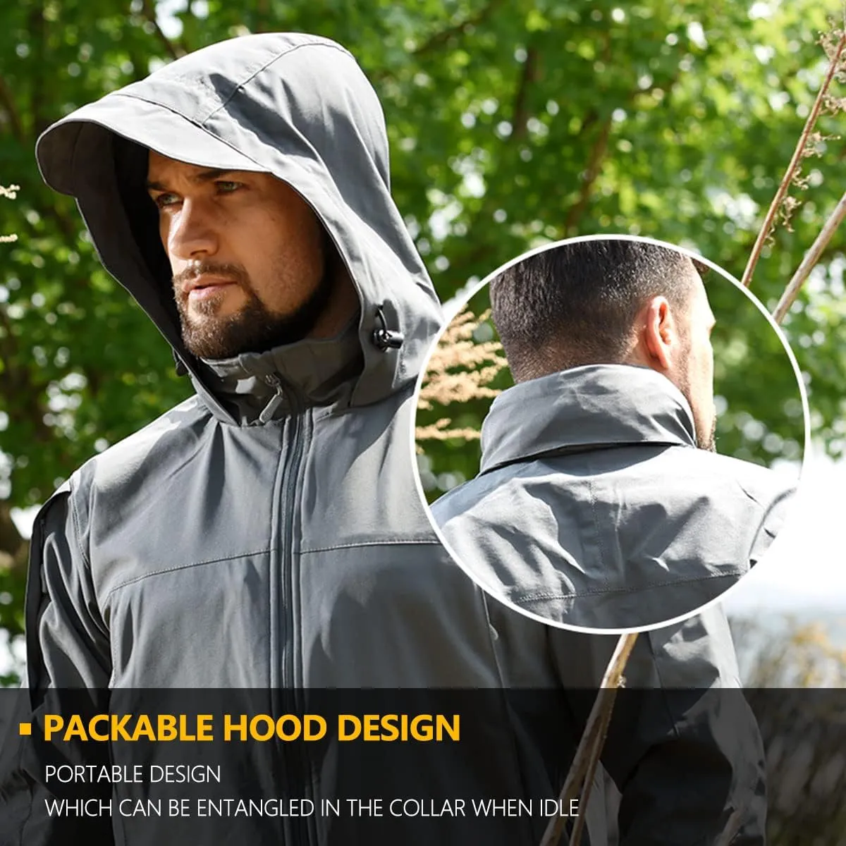 HAN·WILD Men's Tactical Jacket Lightweight Windbreaker Spring Combat Soft Shell with Hooded Military Outdoor Coats
