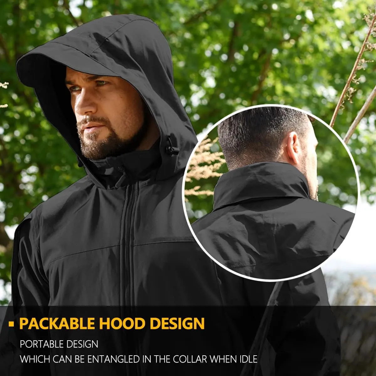 HAN·WILD Men's Tactical Jacket Lightweight Windbreaker Spring Combat Soft Shell with Hooded Military Outdoor Coats
