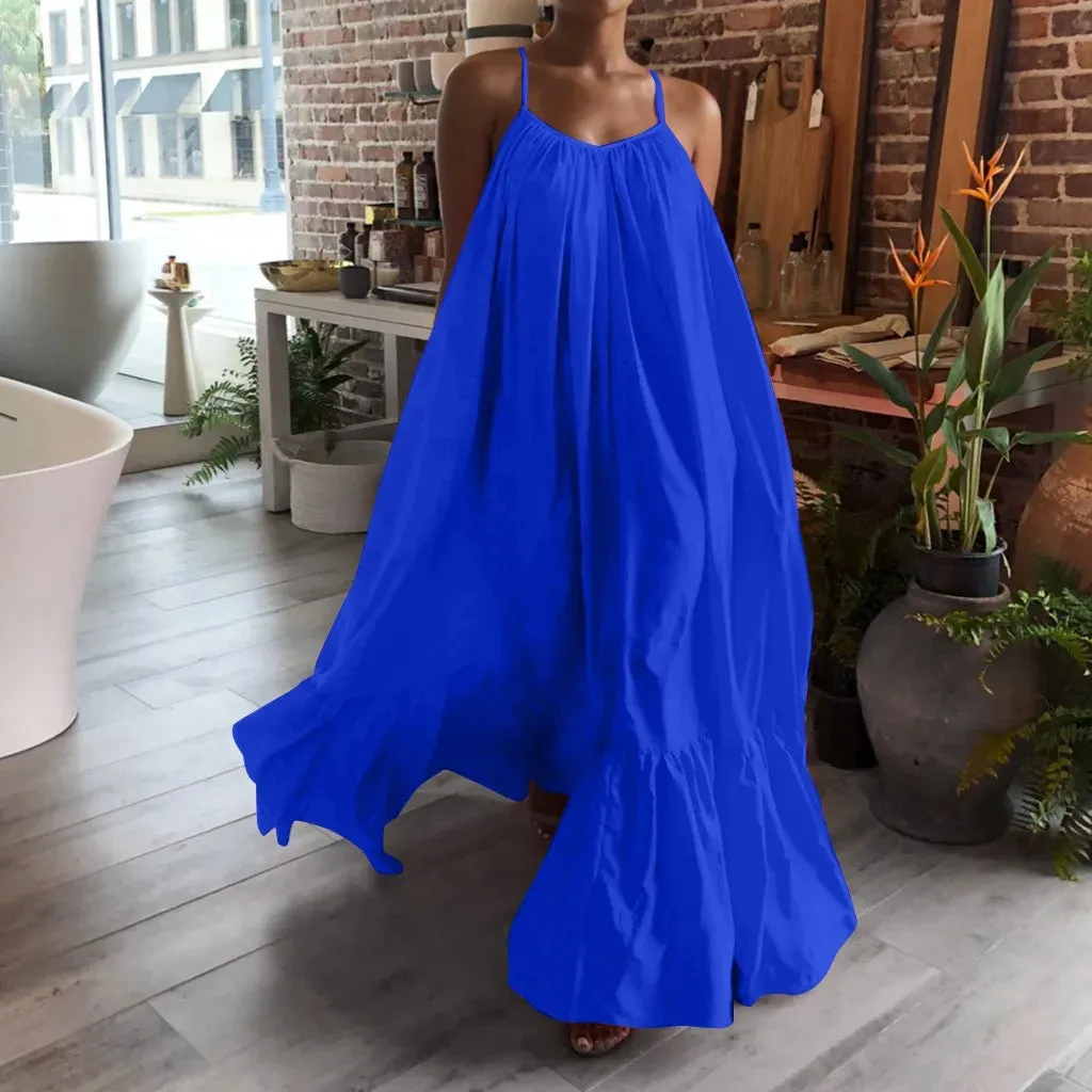 Ismay - Flowing Ruffled Maxi Sundress for Women
