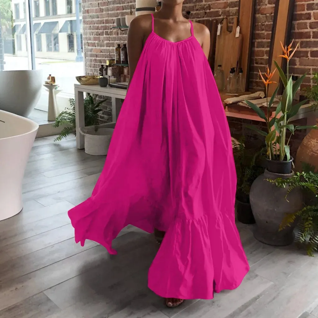 Ismay - Flowing Ruffled Maxi Sundress for Women