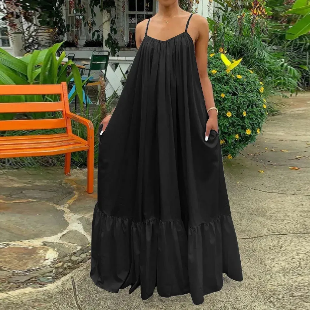 Ismay - Flowing Ruffled Maxi Sundress for Women