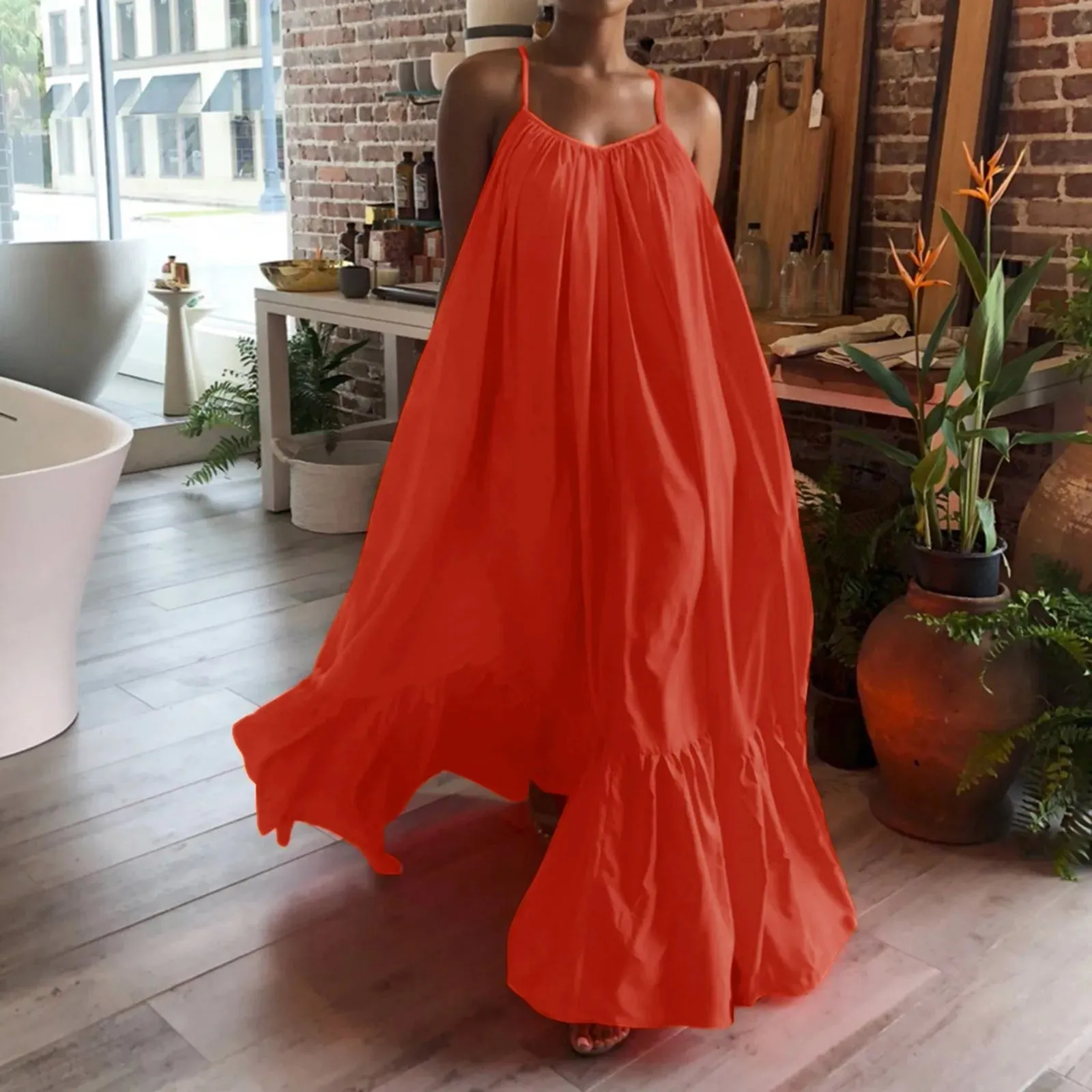 Ismay - Flowing Ruffled Maxi Sundress for Women