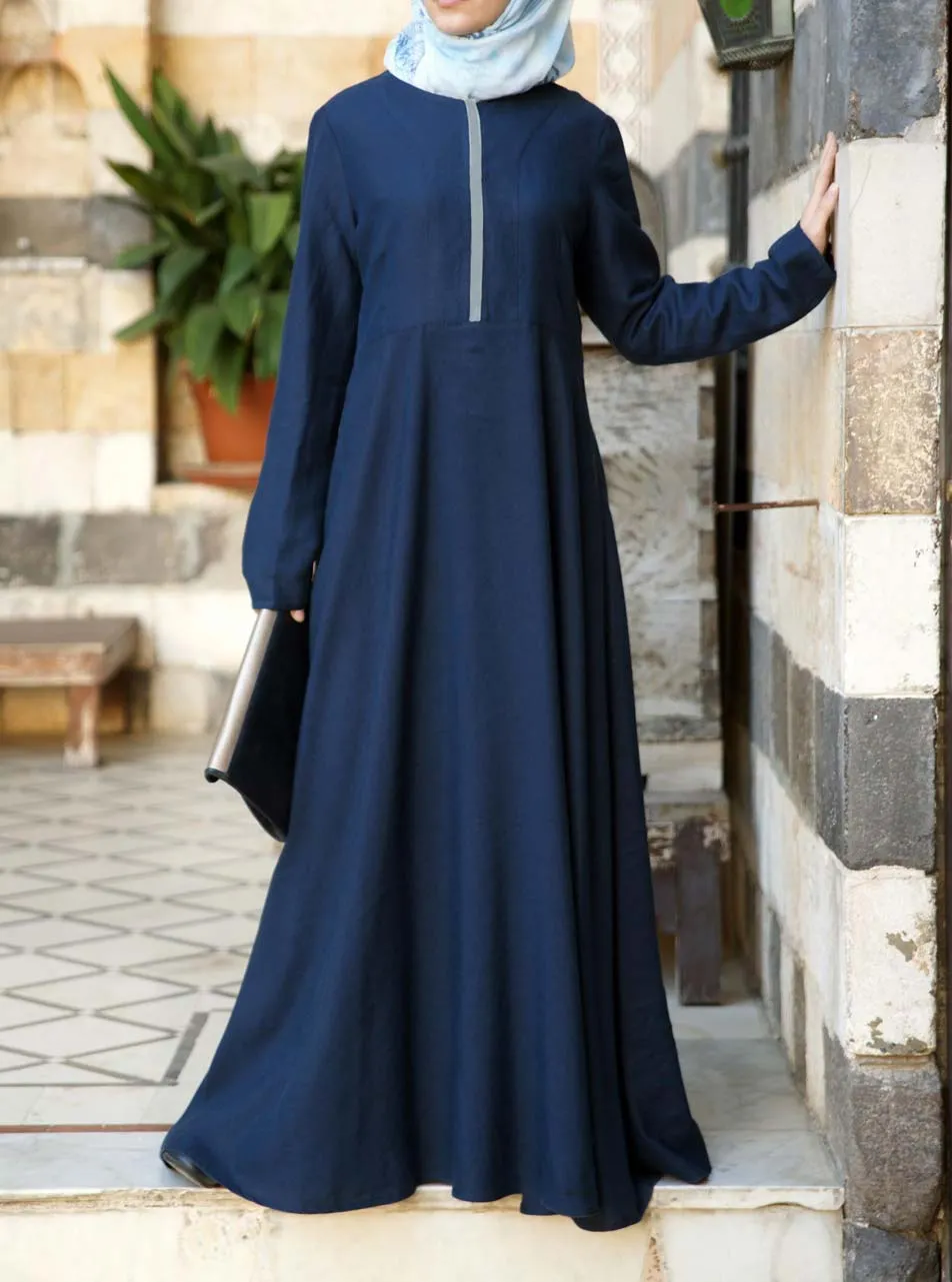 Linen Zip Opening Abaya