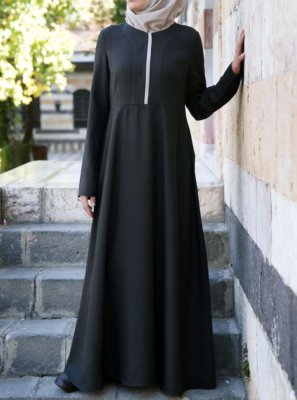 Linen Zip Opening Abaya