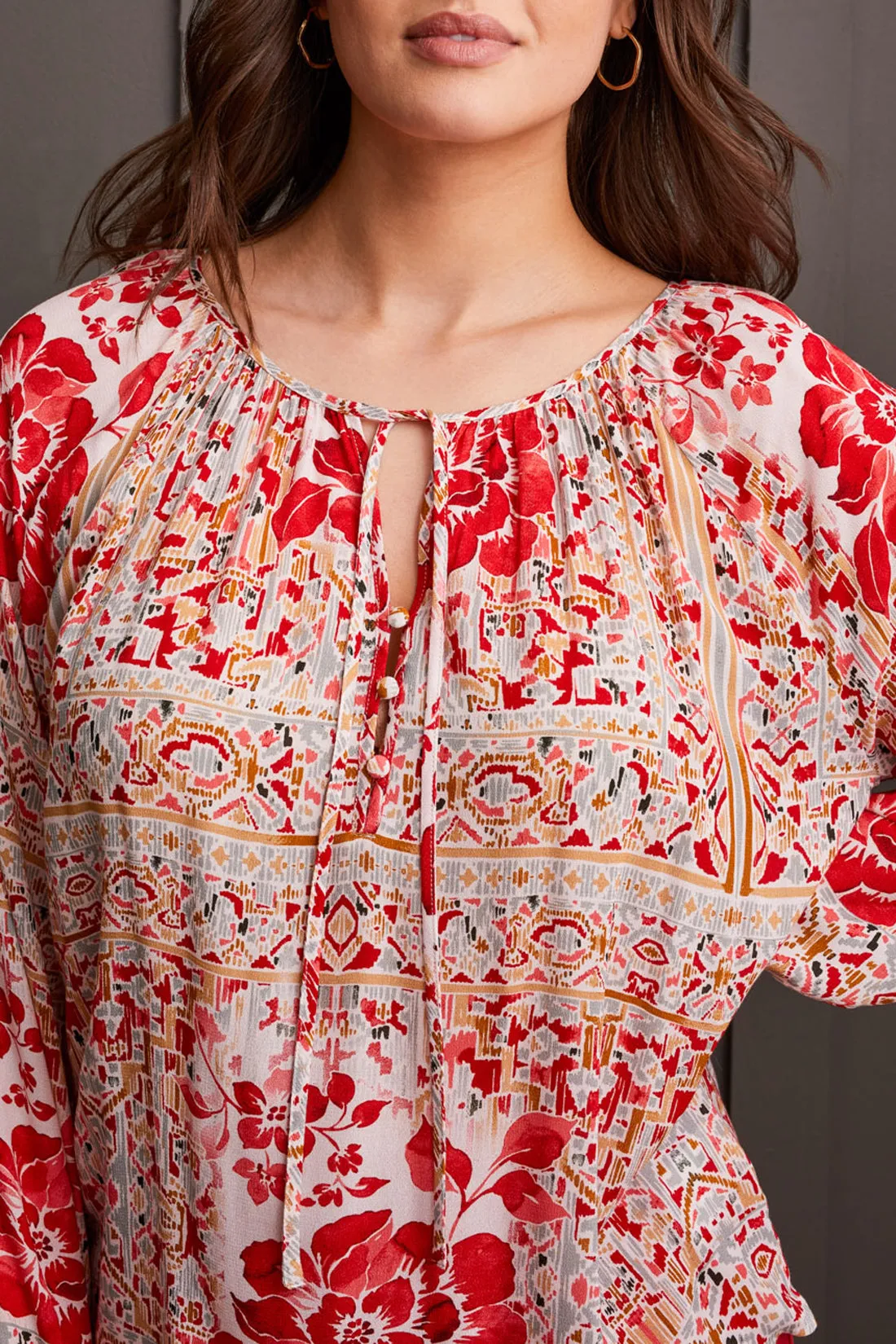 Long Sleeve Blouse with Tie