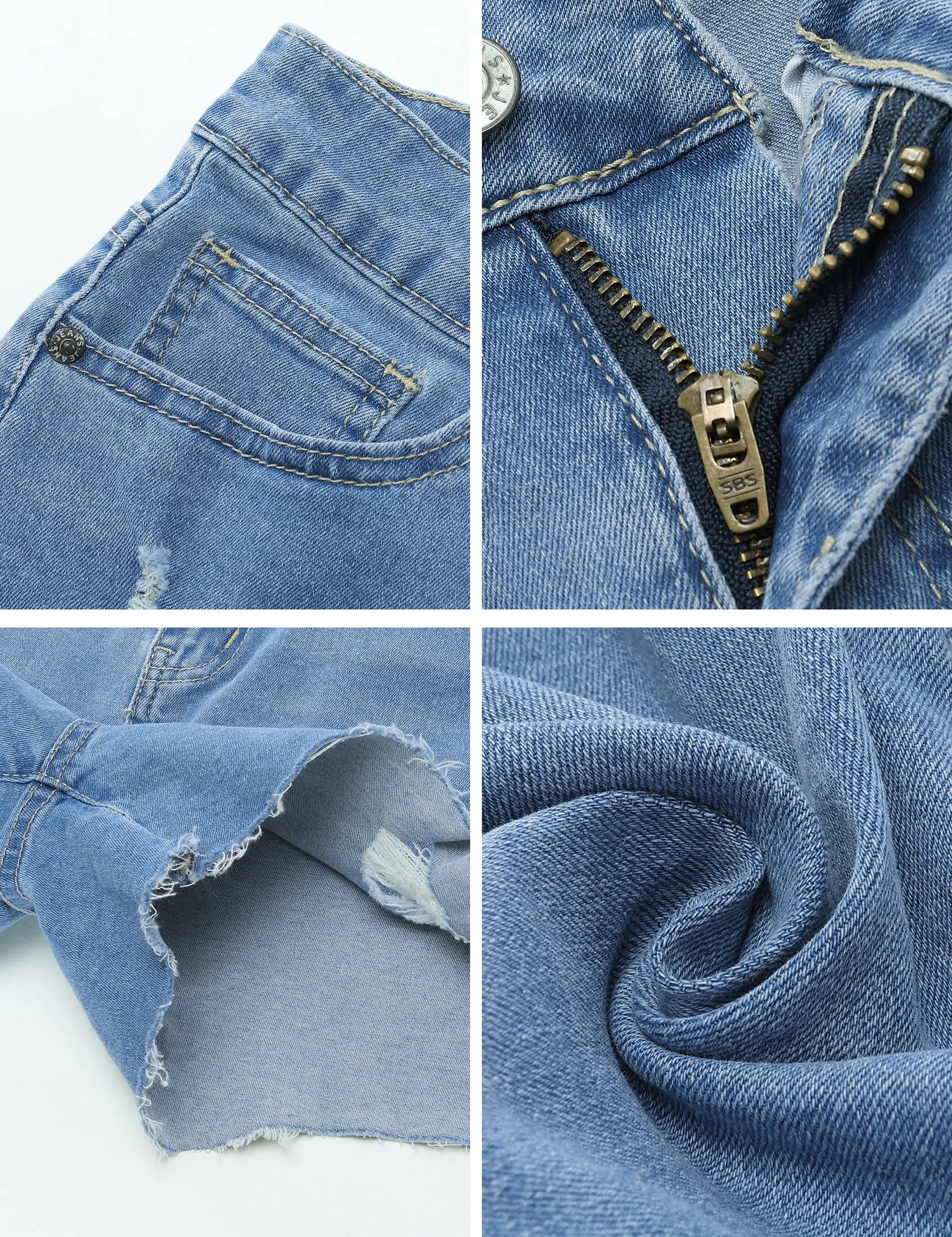 luvamia Jean Shorts for Women High Waisted Distressed Stretchy Denim Shorts Ripped Raw Hem Summer Casual Cut Off Shorts