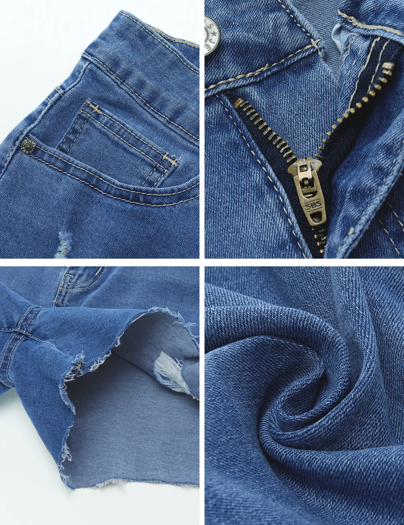 luvamia Jean Shorts for Women High Waisted Distressed Stretchy Denim Shorts Ripped Raw Hem Summer Casual Cut Off Shorts