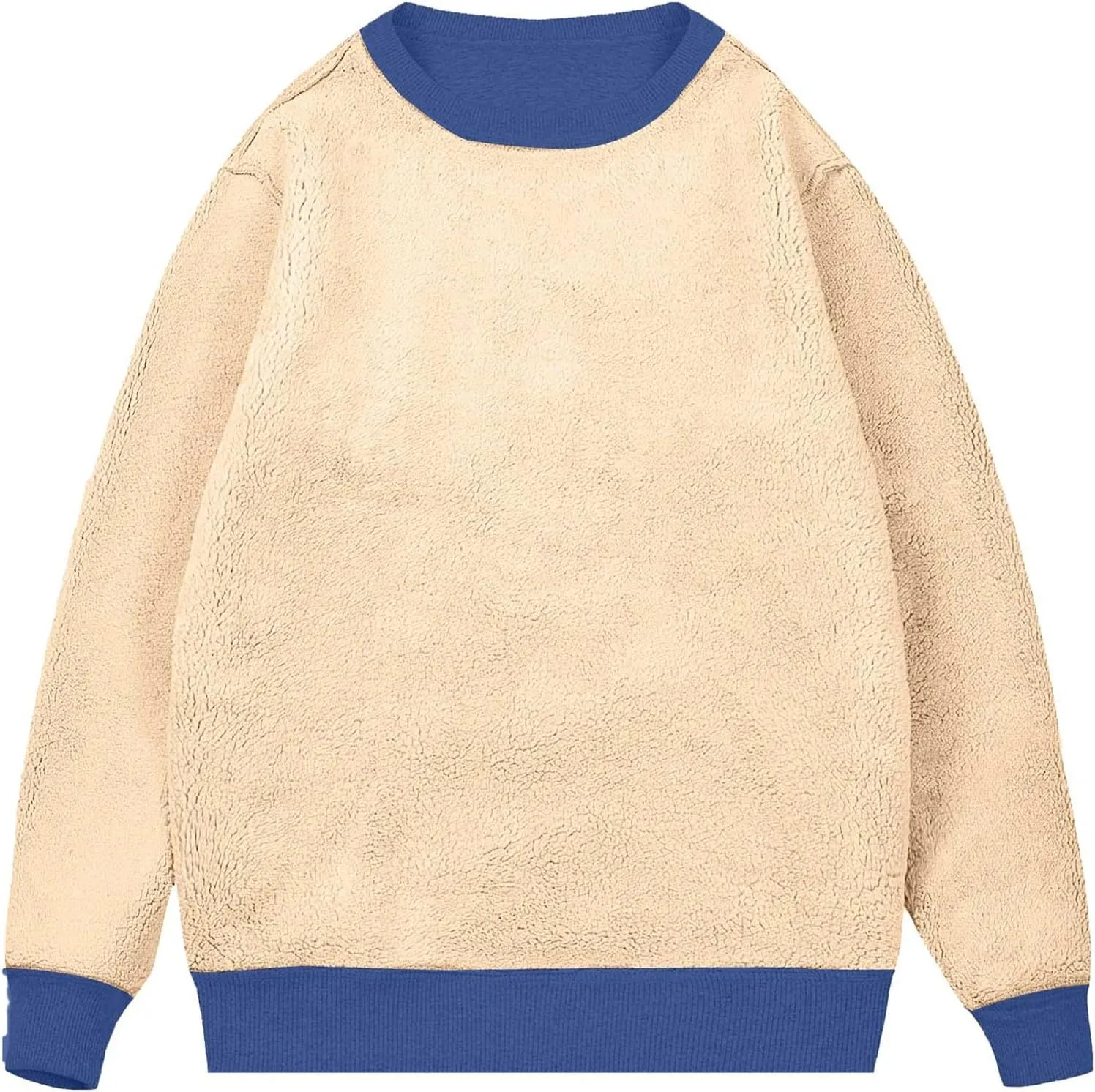 Men Sherpa Fleece Lined Sweatshirts Oversize Warm Soft Crewneck Pullover Tops Fall Winter Fuzzy Thick Outwear Outfits