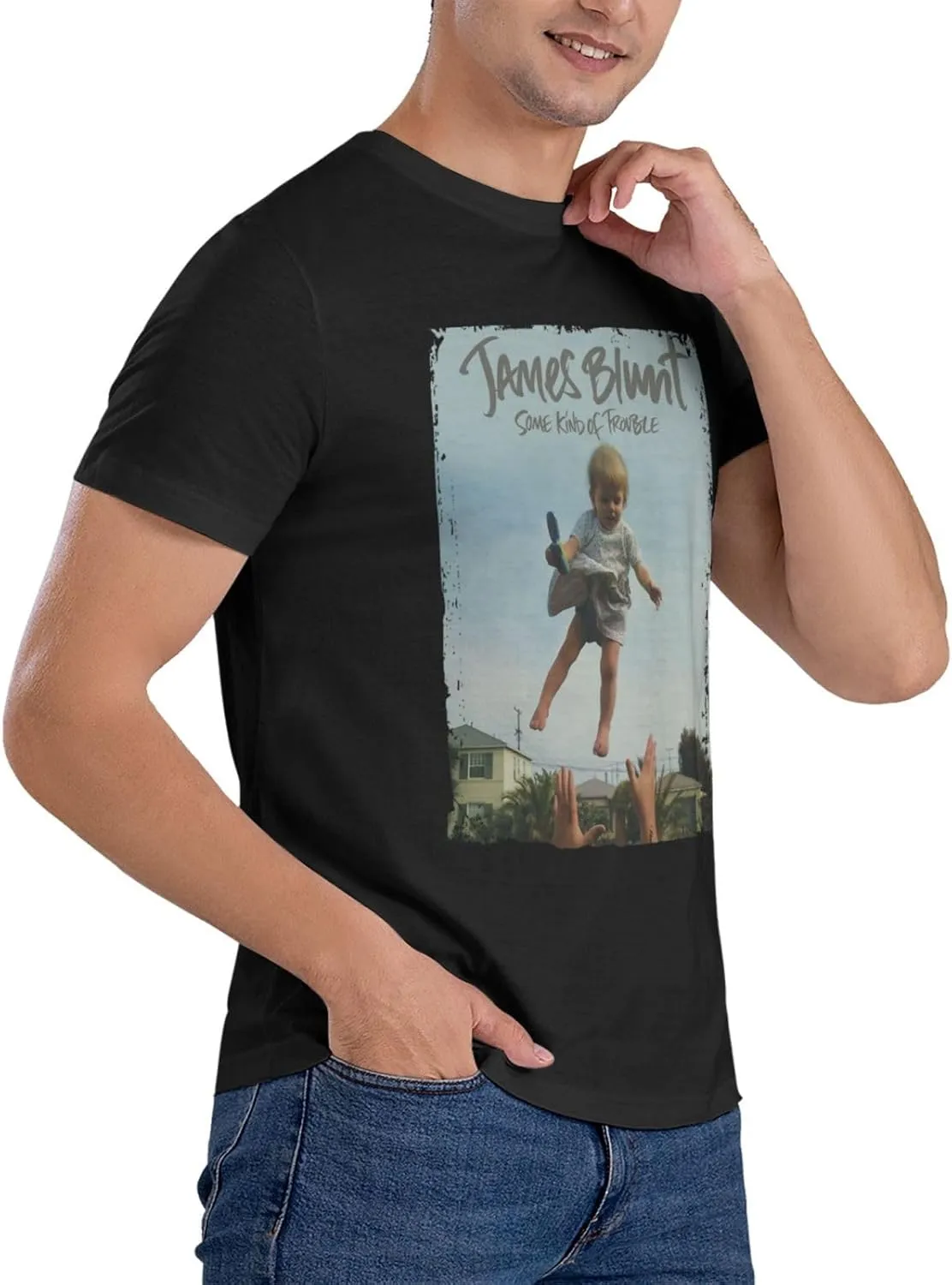 Men T Shirt Short Sleeve Crewneck Tee Summer Beach Tops Comfortable Cotton Shirt