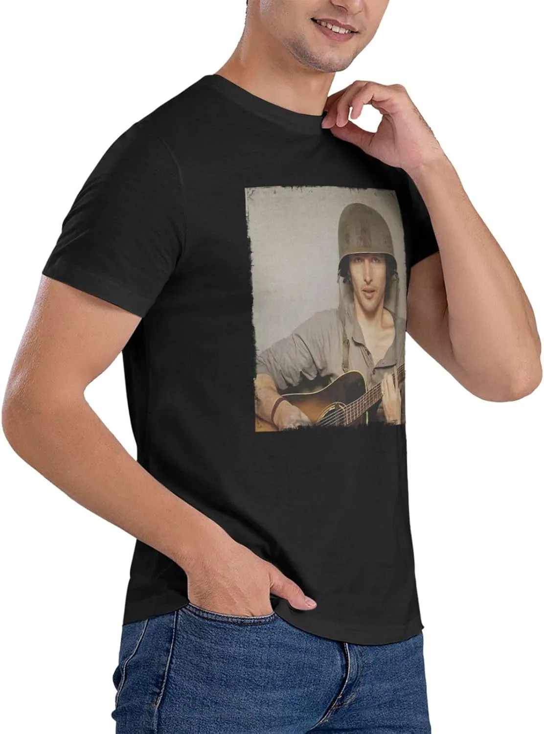 Men T Shirt Short Sleeve Crewneck Tee Summer Beach Tops Comfortable Cotton Shirt
